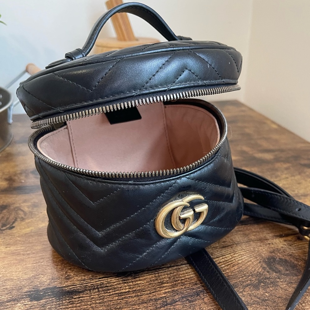 Authentic Gucci black Marmont mini backpack